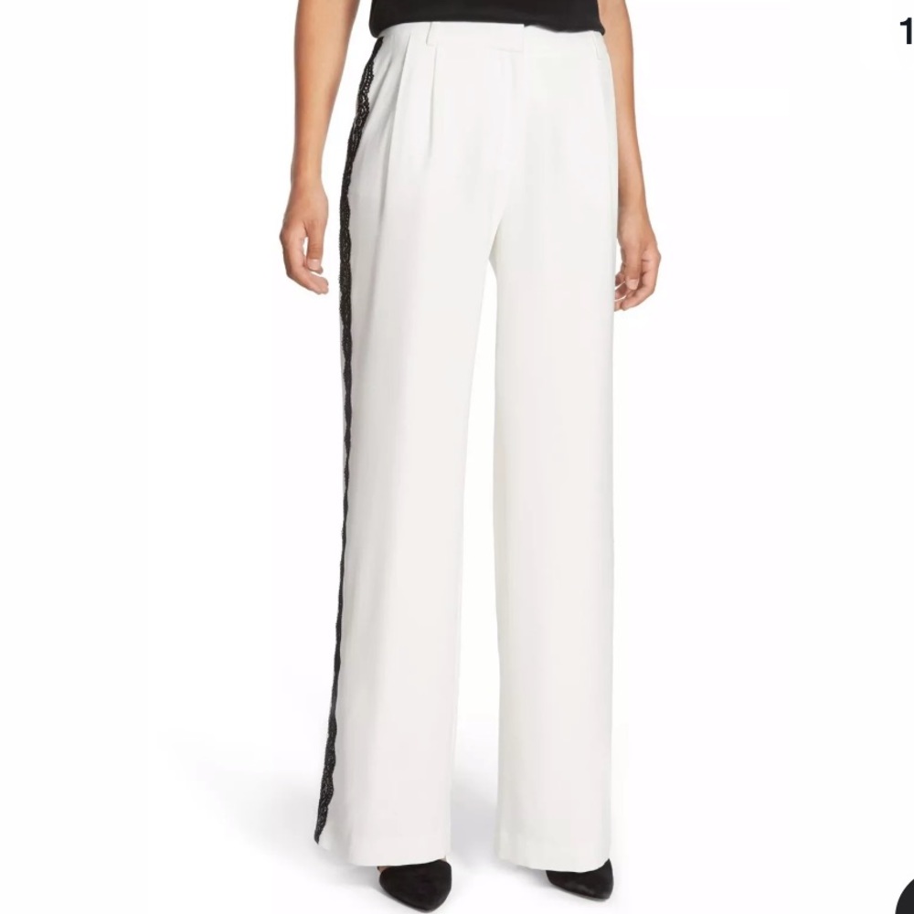 Chelsea28 White Black Lace Wide Leg Pants